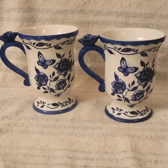 Cracker Barrell Susan Winget Blue Bliss Set Of 2 Coffee Mugs -Rare- - Picture 4 of 5
